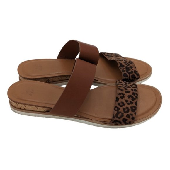 Women's A New Day Sandals Cheetah Print Slides Jaguar Leopard Animal Sz 9.5 - Picture 2 of 8